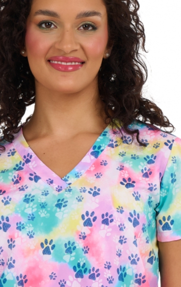 1054 Zavaté Ava Therese Audrey Print Scrub Top - Just Pawfect