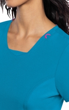 MC701 Amp V-Neck Top with Rib-Knit Inset and Side Panels by Med Couture