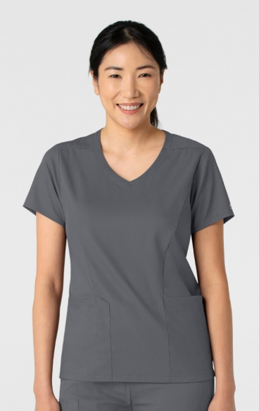 *FINAL SALE L 6251 Boundless Curved V-Neck Top with 3 Pockets by WINK *FINAL SALE L 6251 Boundless Curved V-Neck Top with 3 Pockets by WINK