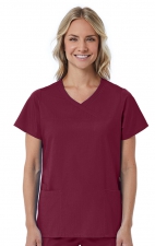 1726 Red Panda Women's Curved Mock Wrap Top by Maevn