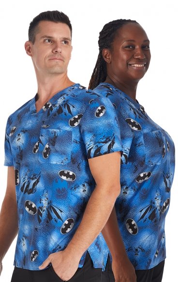 *FINAL SALE TF688 Tooniforms Unisex Chest Pocket Print Top by Cherokee Uniforms - Star in the Night *FINAL SALE TF688 Tooniforms Unisex Chest Pocket Print Top by Cherokee Uniforms - Star in the Night