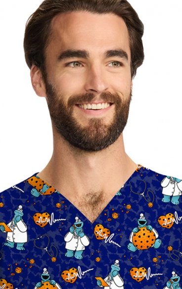 TF728 Tooniforms Unisex Print 2 Pocket V-Neck Top by Cherokee Uniforms - Doctor Cookies TF728 Tooniforms Unisex Print 2 Pocket V-Neck Top by Cherokee Uniforms - Doctor Cookies