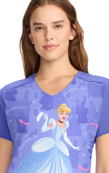 TF639 Tooniforms Fitted V-Neck Print Top with Colour Block Panels by Cherokee Uniforms - Cinderella's Slipper TF639 Tooniforms Fitted V-Neck Print Top with Colour Block Panels by Cherokee Uniforms - Cinderella's Slipper