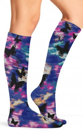Comfort Support Butterfly Flutter High Compression Knee High Socks by Cherokee