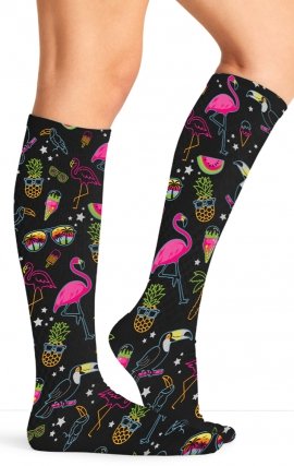 Comfort Support Flamingo Party High Compression Knee High Socks by Cherokee
