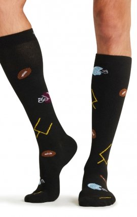 Men's Print Support Football Fun Graduated Medium Support Compression Socks by Cherokee