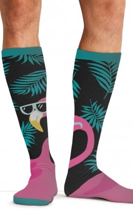 Men's Print Support Cool Flamingo Graduated Medium Support Compression Socks by Cherokee