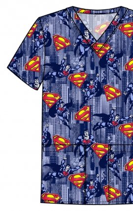 TF788 Tooniforms Men's Print 2 Pocket V-Neck Top by Cherokee Uniforms - Metropolis Force