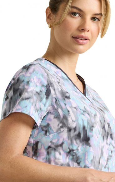 2266 Healing Hands Amanda Grosgrain Ribbon V-Neck Print Top - Color Flow 2266 Healing Hands Amanda Grosgrain Ribbon V-Neck Print Top - Color Flow