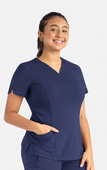 *FINAL SALE XS 20302 Focus V-Neck Petal Back Hemline Top by Maevn 