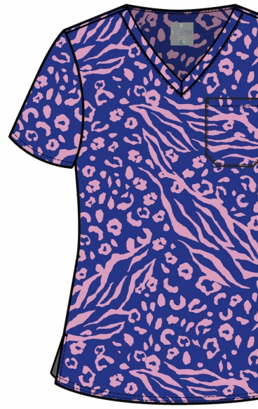 MC632 Med Couture V-Neck Print Top - Two Tone Skin MC632 Med Couture V-Neck Print Top - Two Tone Skin
