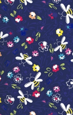 CK856 V-Neck 2 Pocket Print Top by Cherokee - Bumble Bee Bloom
