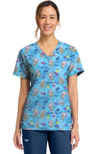 CK856 V-Neck 2 Pocket Print Top by Cherokee - Hula Party