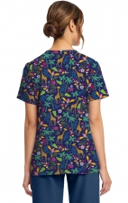 CK856 V-Neck 2 Pocket Print Top by Cherokee - Jungle Jive