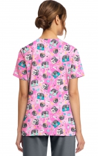 CK856 V-Neck 2 Pocket Print Top by Cherokee - Nurse Sloth