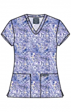 CK856 V-Neck 2 Pocket Print Top by Cherokee - Pretty In Paisley