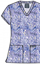 CK856 V-Neck 2 Pocket Print Top by Cherokee - Pretty In Paisley