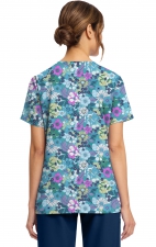 CK856 V-Neck 2 Pocket Print Top by Cherokee - Vintage Garden