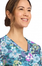 CK856 V-Neck 2 Pocket Print Top by Cherokee - Vintage Garden