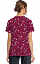 CK856 V-Neck 2 Pocket Print Top by Cherokee - Wild Ditsy