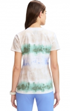 DK667 Dickies 4 Pocket V-Neck Print Top - Fading Stripes