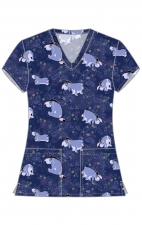 TF796 Tooniforms 2 Pocket V-Neck Print Top by Cherokee - Painterly Paisley