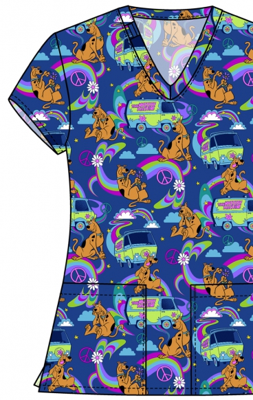 TF796 Tooniforms 2 Pocket V-Neck Print Top by Cherokee - Scooby-Doo Mystery TF796 Tooniforms 2 Pocket V-Neck Print Top by Cherokee - Scooby-Doo Mystery
