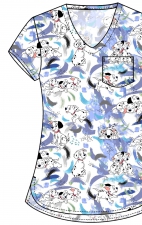 TF797 Tooniforms Tuckable Print Top with Chest Pocket by Cherokee - Puppy Slash