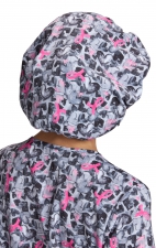 A174PRM koi Essentials Bouffant Print Scrub Cap - Ink Hearts