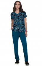 1049PR koi Lite Stretch Raquel Mock-Wrap Print Top - Watercolor Snake