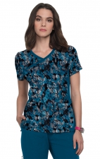 1049PR koi Lite Stretch Raquel Mock-Wrap Print Top - Watercolor Snake