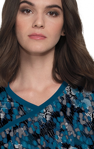 *FINAL SALE 1049PR koi Lite Stretch Raquel Mock-Wrap Print Top - Watercolor Snake *FINAL SALE 1049PR koi Lite Stretch Raquel Mock-Wrap Print Top - Watercolor Snake