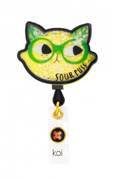 A156A koi Artist Series Retractable Shaker Badge Reel - Sour Puss A156A koi Artist Series Retractable Shaker Badge Reel - Sour Puss