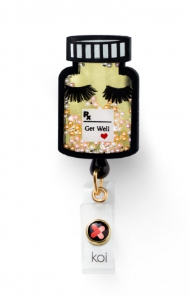 A156A koi Artist Series Retractable Shaker Badge Reel - Get Well