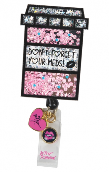 BA156 Betsey Johnson Retractable Shaker Badge Reel by koi - Pill Box BA156 Betsey Johnson Retractable Shaker Badge Reel by koi - Pill Box