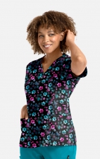 1767 Maevn V-Neck Print Top - Ombre Paws
