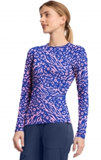 MC699 Med Couture Printed Long Sleeve Underscrub Tee - Two Tone Skin