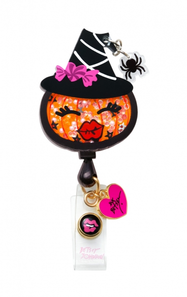 BA156 Betsey Johnson Retractable Shaker Badge Reel by koi - Witch Pumpkin BA156 Betsey Johnson Retractable Shaker Badge Reel by koi - Witch Pumpkin