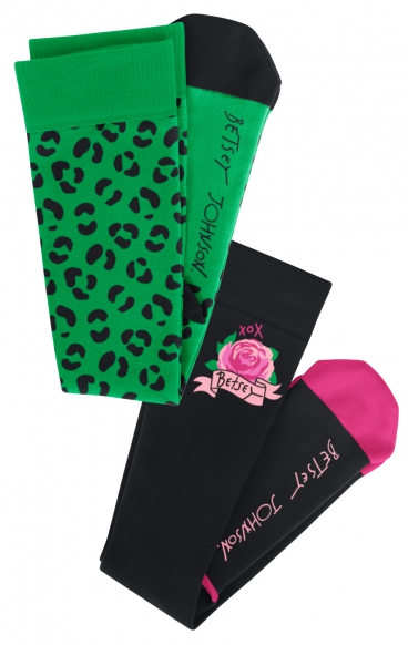 BA179 koi Betsey Johnson 2-Pack Compression Socks - Leopard Flora BA179 koi Betsey Johnson 2-Pack Compression Socks - Leopard Flora