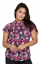 1093PR koi Basics Ari Split Neck Print Top - Flower Tracks