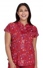 1093PRA koi Basics Artist Series Ari Split Neck Print Top - Etta Vee Snowflakes