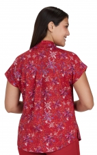 1093PRA koi Basics Artist Series Ari Split Neck Print Top - Etta Vee Snowflakes