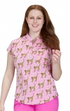 1093PRA koi Basics Artist Series Ari Split Neck Print Top - Cheetah In Heels