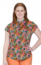 1093PRA koi Basics Artist Series Ari Split Neck Print Top - Flower Bug