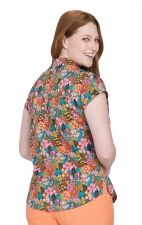 1093PRA koi Basics Artist Series Ari Split Neck Print Top - Flower Bug