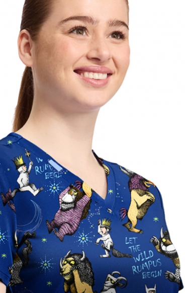 TF796 Tooniforms 2 Pocket V-Neck Print Top by Cherokee - Rumpus Time TF796 Tooniforms 2 Pocket V-Neck Print Top by Cherokee - Rumpus Time