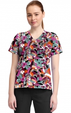 CK857 High-Low V-Neck Print Top by Cherokee - Cut Flowers