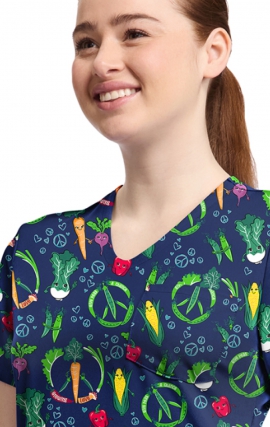 CK857 High-Low V-Neck Print Top by Cherokee - Growing Love