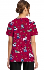 CK856 V-Neck 2 Pocket Print Top by Cherokee - Cowgirl Kitty