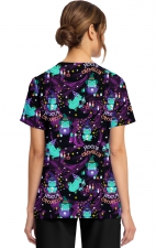 CK856 V-Neck 2 Pocket Print Top by Cherokee - Hocus Croakus